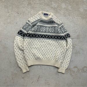 VTG 80s Pendleton Multicolor Norwegian Design Pullover Wool Sweater Men’s M USA